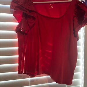 a new day Red Ruffle Sleeve Blouse